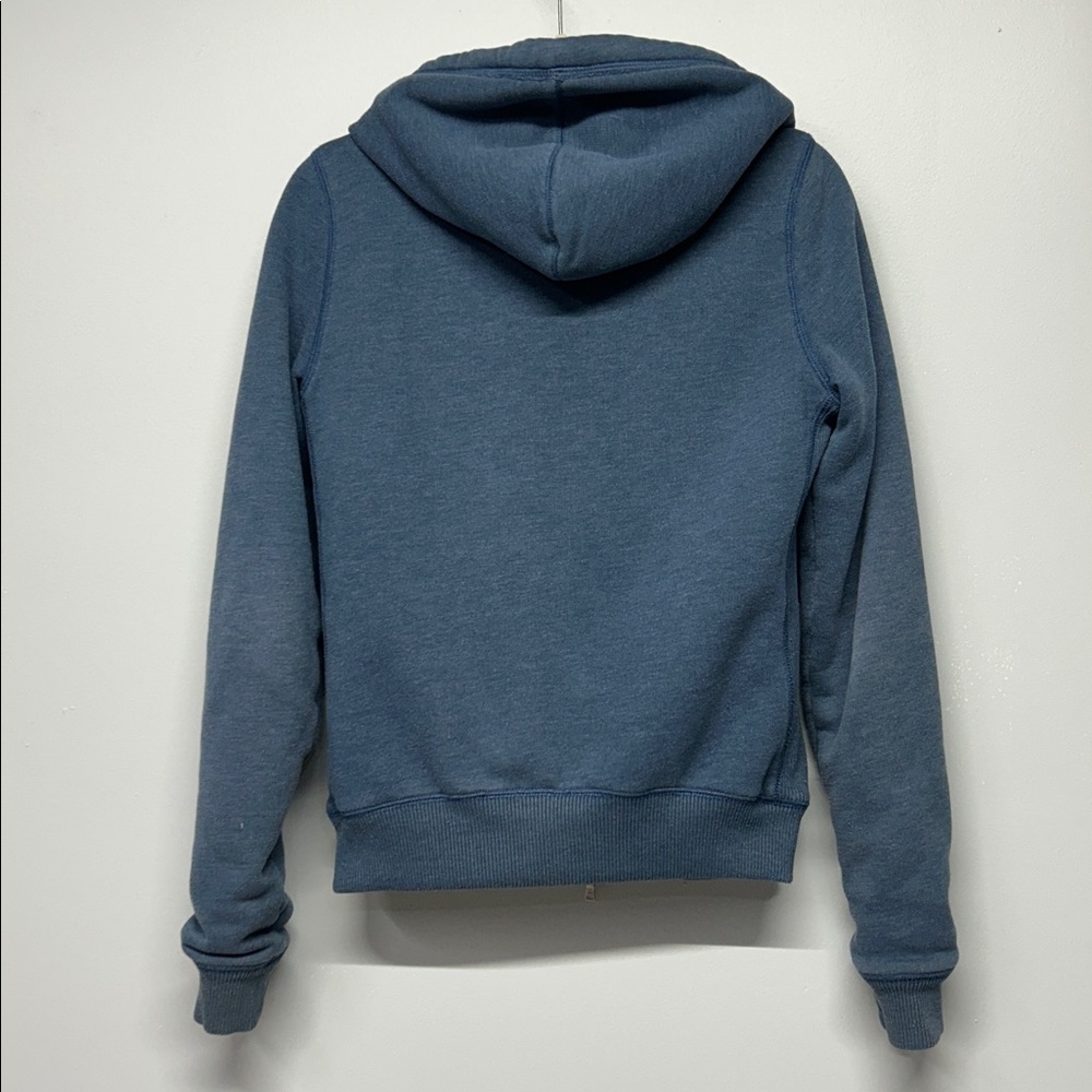 Y2K Hollister Vntg Hooded Full Zip Sherpa Lined Blue Large Swan Twilight Gilbert - Picture 5 of 5